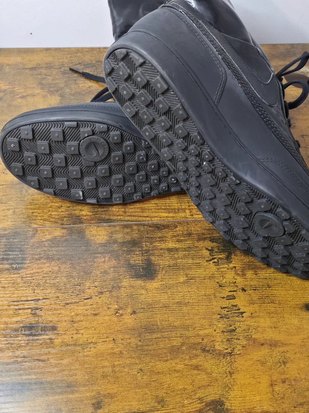 Nike Storm Warrior Hi Waterproof Rain Boots - Black Patent - Size 10